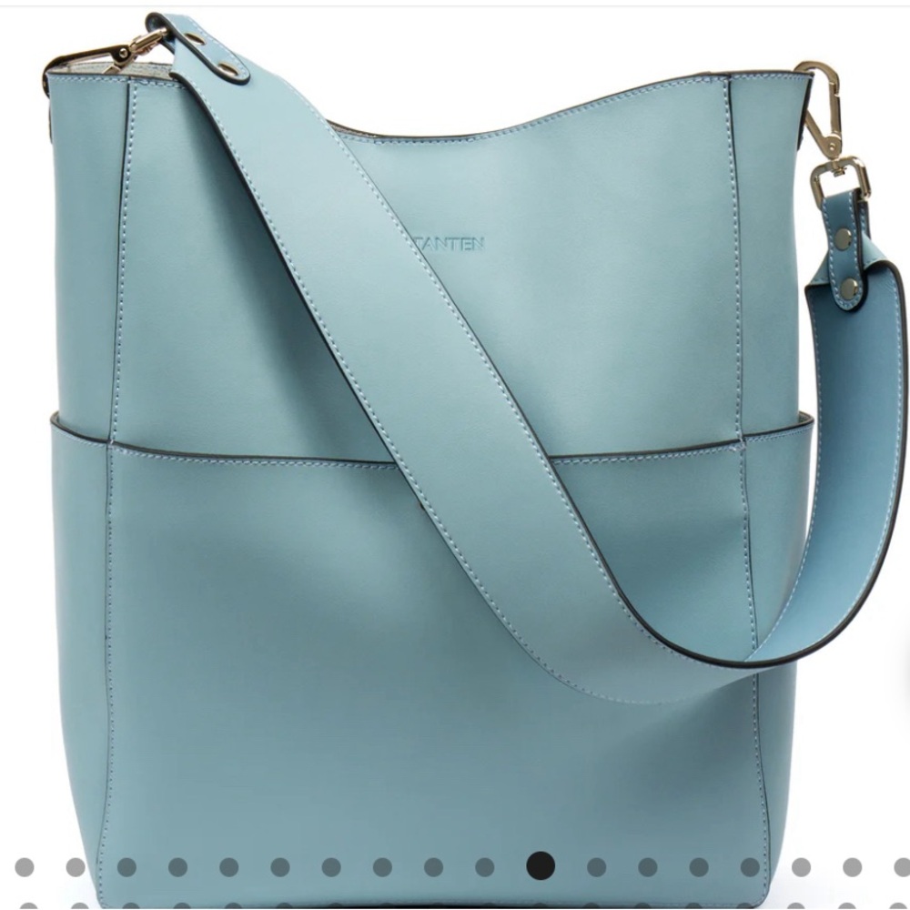 Bostanten Lotty Leather Hobo Bag Baby Blue